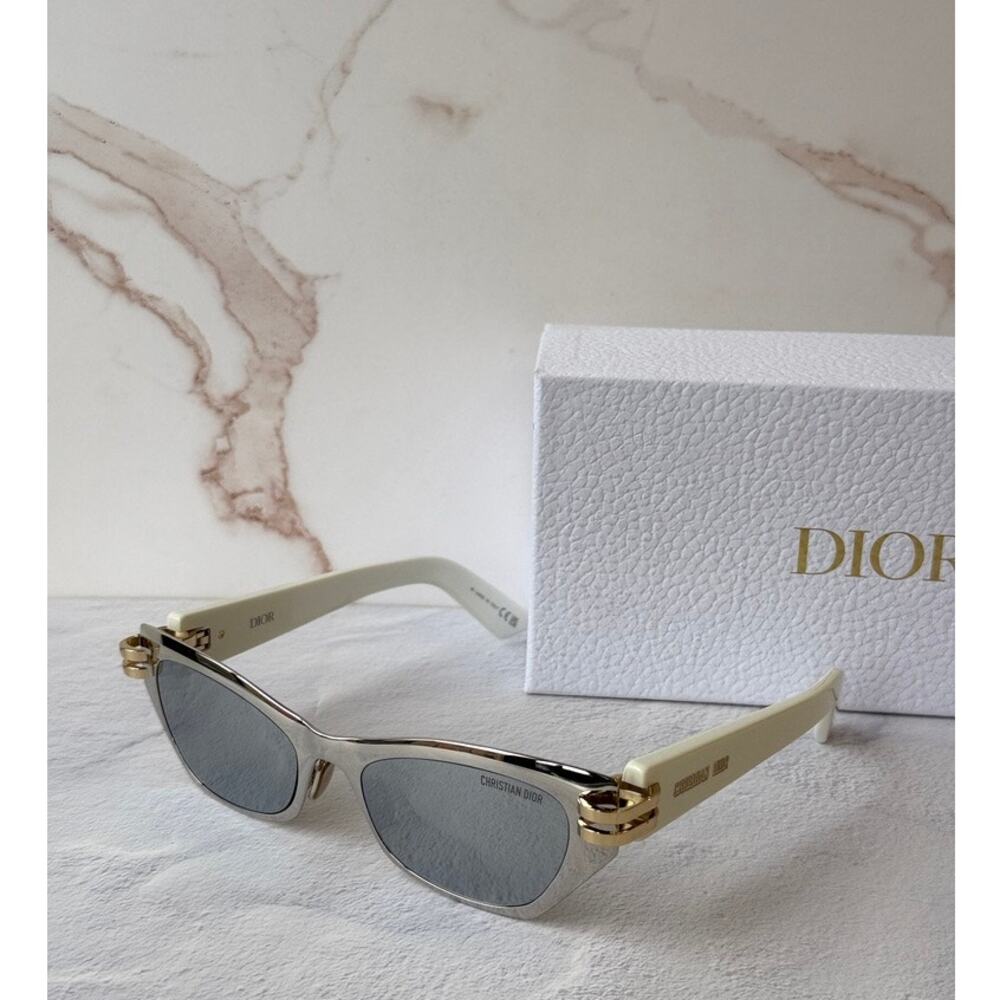 NEW Dior CDior B3U Cat Eye Sunglasses in Silver Mirror $710